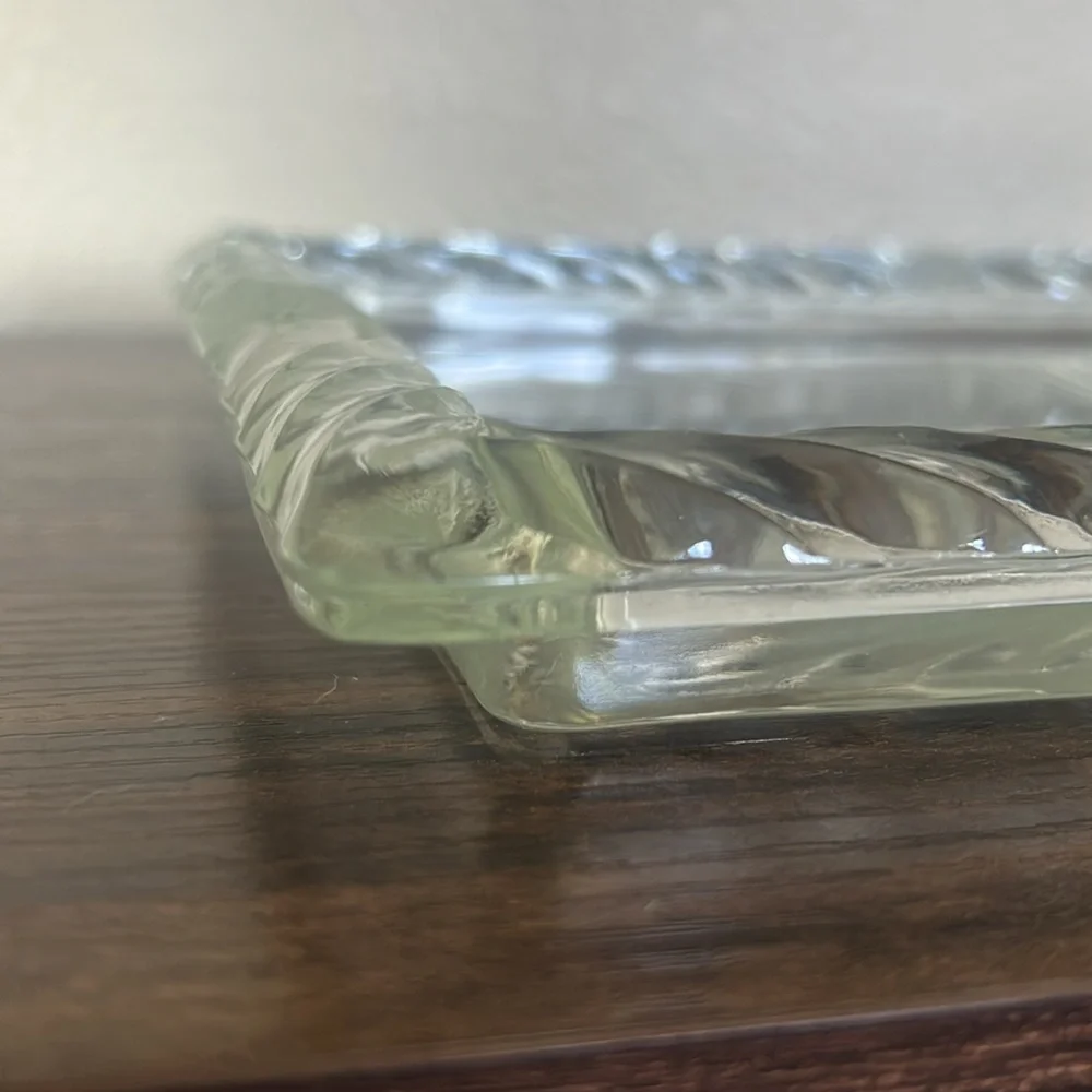 Vintage 1950s Heavy Thick Pressed Glass Vanity Tray